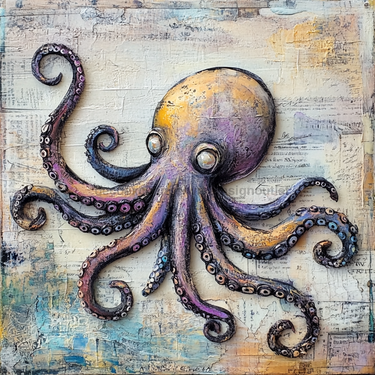 Nautical Sign, Octopus Sign, DCO-02608, Sign For Wreath, 10x10